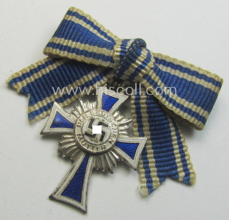 Miniature of an: 'Ehrenkreuz der deutschen Mutter - zweite Stufe' (or: silver-class mothers'-cross) being a maker- (ie. 'L/14'-) marked example