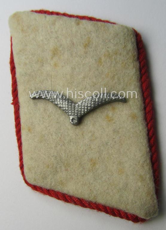 Single, white-coloured- (and/or bright-red piped!) WH (Luftwaffe) collar-patch (ie. 'Kragenspiegel') as was intended for usage by a: 'Soldat der Hermann Göring Division'