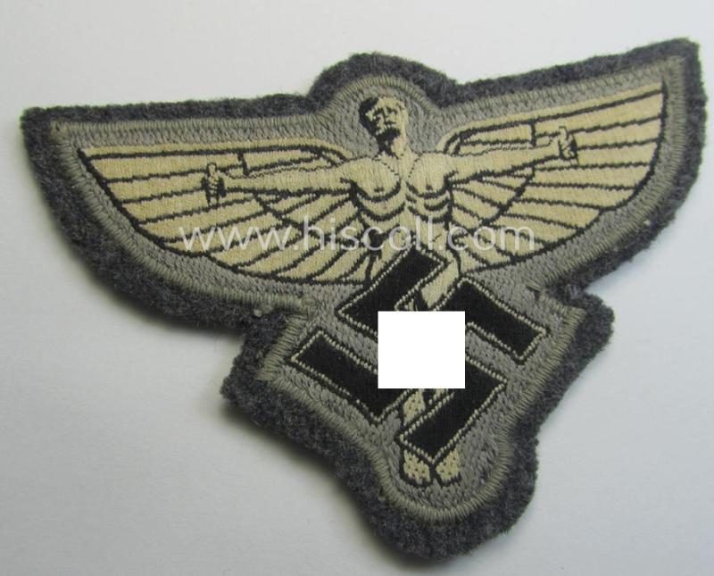 Bluish-grey-coloured, so-called: N.S.F.K.- (or: 'National Socialistisches Flieger Korps') breast-badge being a nicely BeVo-woven- (and enlisted-mens'-pattern) example