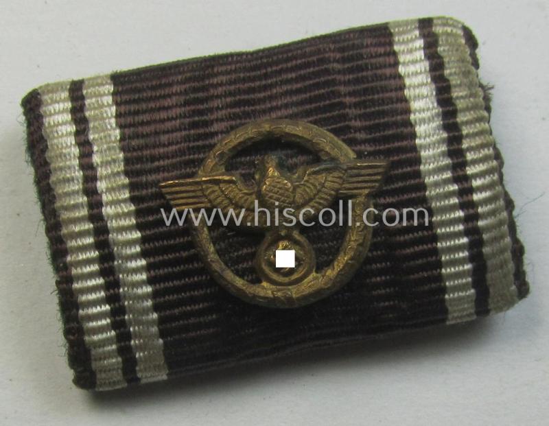 Single-pieced, N.S.D.A.P.-related ribbon-bar (ie. 'Band- o. Feldspange') showing the ribbon for an: 'N.S.D.A.P. DA in Bronze' (ie. '3. Stufe für 10 Jahre t. Dienste')