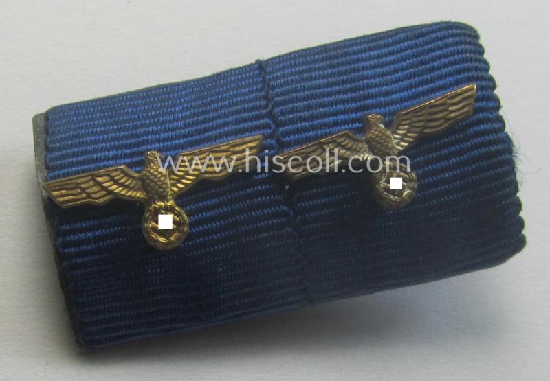Two-pieced ribbon-bar (ie. 'Feld- o. Bandspange') showing resp. two: WH (Heeres) 'Dienst-Auszeichnungen' (both having a silver- ie. golden-toned eagle-device attached)