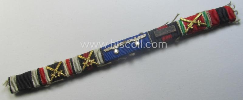8-pieced WWI- (ie. WWII-) period ribbon-bar (ie. 'Feld- o. Bandspange') showing an: 'EKII. Kl.', a: 'KvK II.Kl. m. S., a: 'FKK m. S.', 2x WH 'DA', a: Czech 'Anschluss'-medal with 'PB-Spange' and 2 Austrian awards