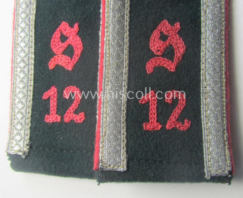 Pair of WH (Heeres) neatly 'cyphered', so-called: 'M40'-pattern NCO-type shoulderstraps: 'Unteroffizier des Panzer-Schützen-Rgts. 12'