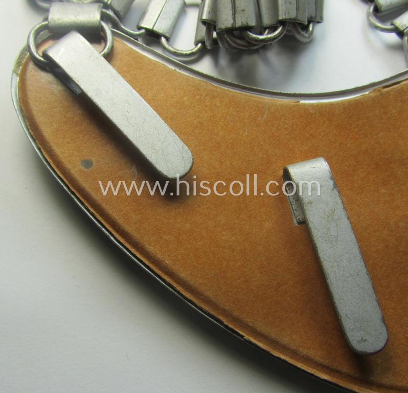 Superb - and 'virtually mint'! - example of a WH (Heeres) gorget (ie. 'Brustschild o. Ringkragen') entitled: 'Feldgendarmerie' being a non-maker-marked example that comes mounted onto its period-attached chain (ie. 'Kette')