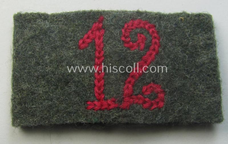 Pair of WH (Heeres) 'Veterinäre'-related, so-called: regimental shoulderstrap-'slip-ons' (ie. 'Schulterstück-Überschuben') as was intended for usage by a: 'Soldat des Veterinär-Abteilungs 12'