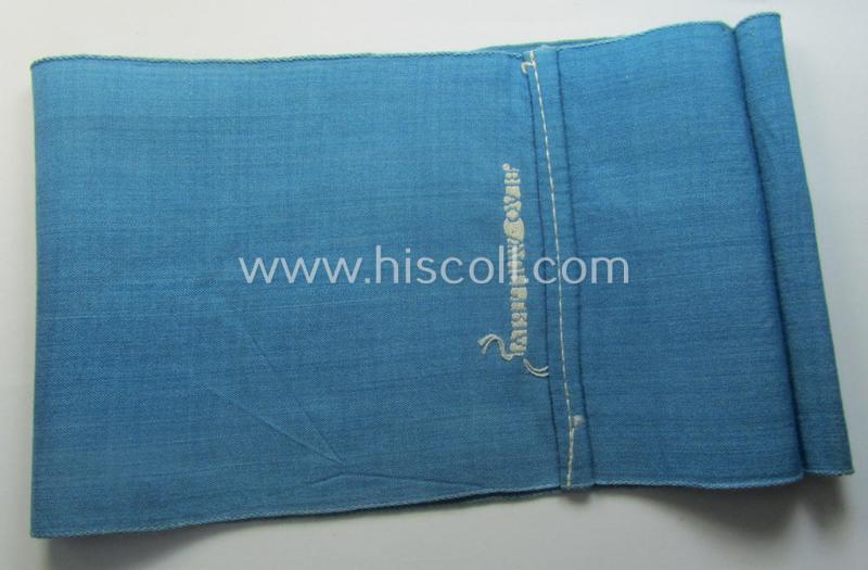 Light-blue-coloured and neatly 'BeVo'-woven, so-called: RLB (or: 'Reichsluftschutzbund') 'Amtsträger'-armband depicting the typical 'RLB'-logo (without lettering) and showing an interwoven makers'-designation (ie. 'BeVo - Wuppertal')