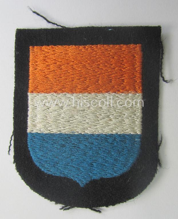 Dutch, Waffen-SS 'volunteer' arm-shield as was specifically intended for usage by soldiers of the: '23. SS Freiwilligen Panzer Grenadier Division' ('Nederland')
