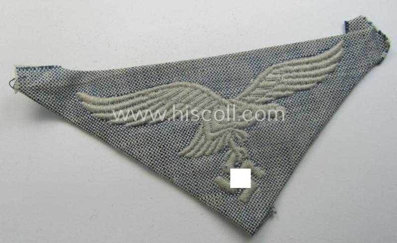 WH (Luftwaffe) enlisted-mens'- (ie. NCO-) pattern, summer-shirt breast-eagle as was specifically intended for usage on the bluish-grey- (ie. 'blaumelliertes') summer-shirts (ie. 'Hemden')