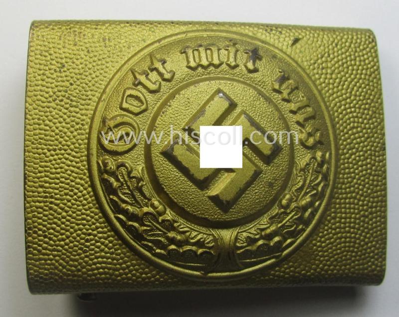 Bright golden-coloured- and/or steel-based: 'Wasserschützpolizei'-belt-buckle being a maker- (ie. 'C.T.D.' or: 'C.T. Dicke'-) marked example that comes in an overall wonderful condition