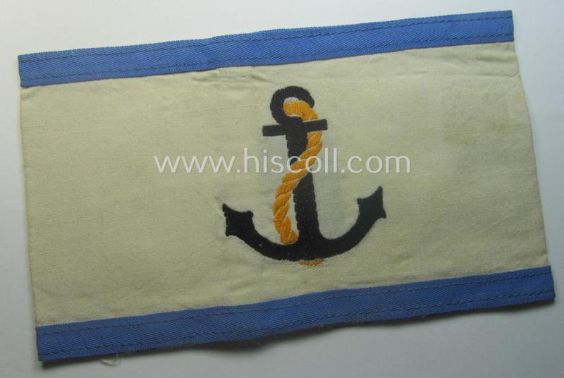 Attractive - and actually rarely encountered! - WH (Kriegsmarine) armband (or: 'Dienstarmbinde') as was (I deem) specifically intended for (graduated!) staff-members within one of the naval officers'-cadet-schools