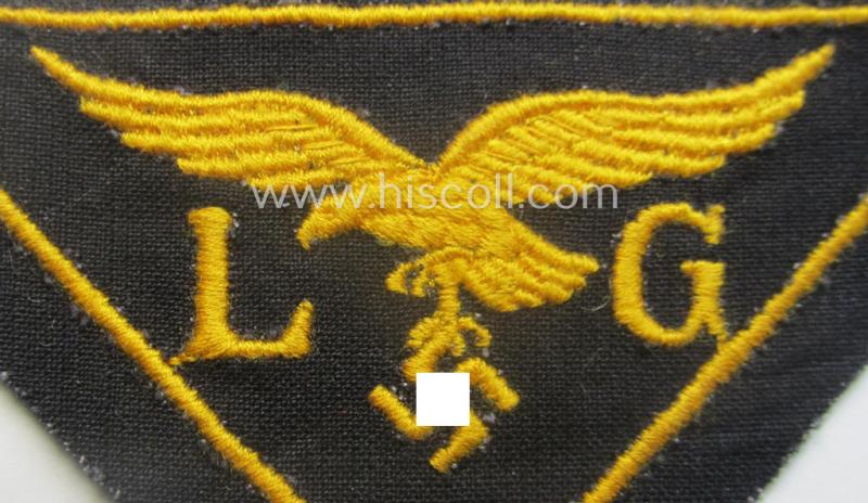 WH (LW) related- (EM- ie. NCO-pattern) machine-embroidered breast-badge ie. eagle-device showing the characters: 'L' and 'G' as was (I deem) specifically intended for staff working within the WH 'Generalluftzeugmeister'- (ie. 'GL'-) organisation