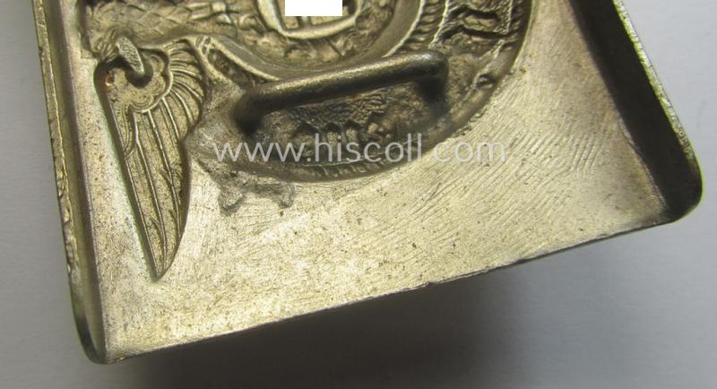 Superb, early-period- SS- (ie. Allgemeine-SS o. Waffen-SS) EM- (ie. NCO-) type belt-buckle (being a typical, nickle-chrome-based- and/or: 'D.R.G.M.'-marked example that comes in a wonderful (ie. hardly used- nor worn, condition