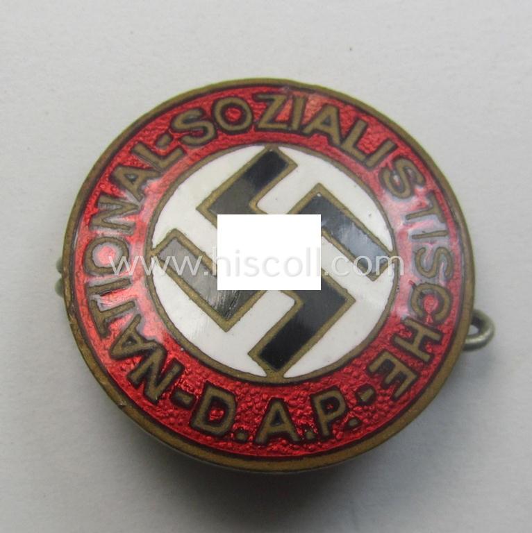 Early-pattern - and rarely encountered! - 'N.S.D.A.P. - Parteiabzeichen' being a 'Boerger & Co.'- marked example that is also showing a so-called: 'Ges.Gesch.'-patent-pending-designation