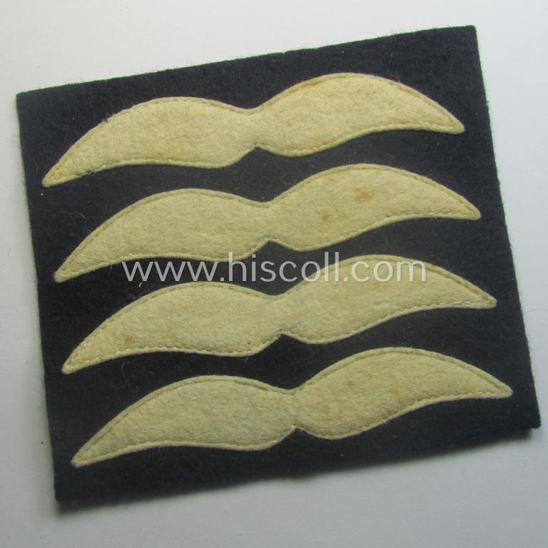 Single - but nevertheless scarcely found! - WH (LW) darker-blue-coloured- and/or smooth-woolen-based, NCO-type rank-patch (aka 'moustache'): 'Oberfeldwebel' (ie. sergeant first-class)