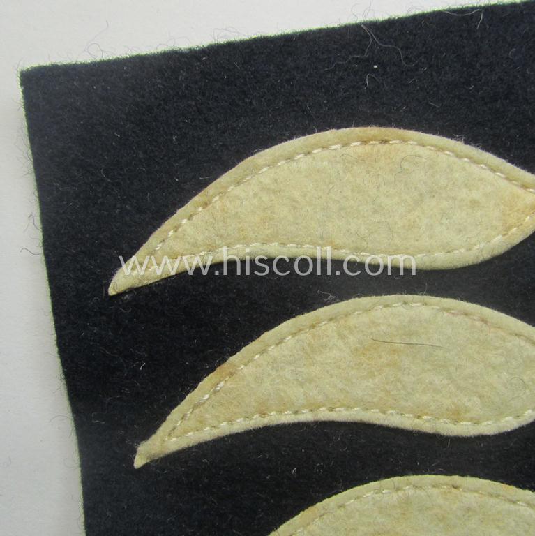 Single - but nevertheless scarcely found! - WH (LW) darker-blue-coloured- and/or smooth-woolen-based, NCO-type rank-patch (aka 'moustache'): 'Oberfeldwebel' (ie. sergeant first-class)