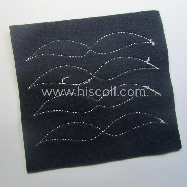 Single - but nevertheless scarcely found! - WH (LW) darker-blue-coloured- and/or smooth-woolen-based, NCO-type rank-patch (aka 'moustache'): 'Oberfeldwebel' (ie. sergeant first-class)