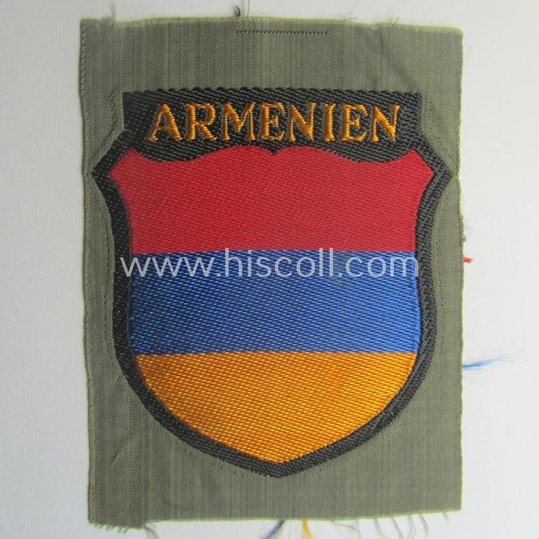 'BeVo'-type armshield entitled: 'Armenien' (being a 'virtually mint- ie. unissued' example as intended for a volunteer who served within the 'Deutsche Wehrmacht' ie. within the 'Armenisches Legion')