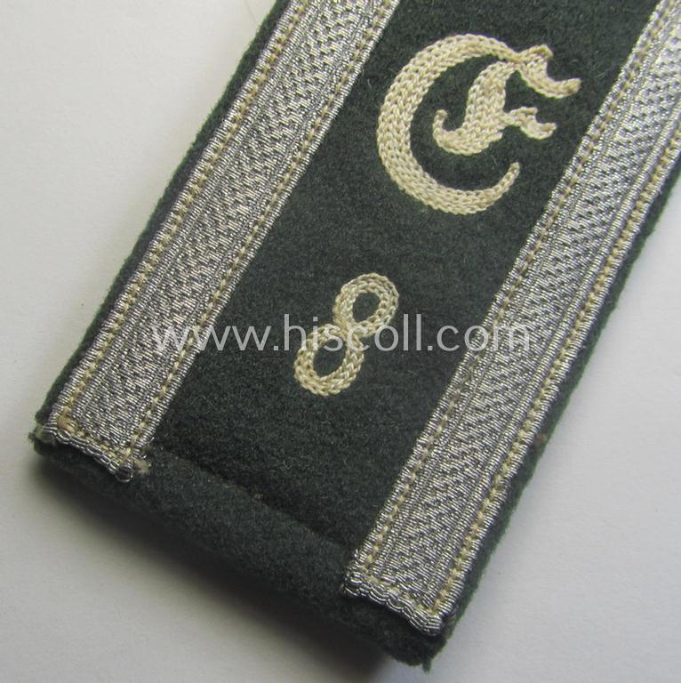 Single, early-period (ie. 'M36- o. M40'-pattern and pointed-styled), WH (Heeres) 'cyphered' NCO-type shoulderstrap as was specifically intended for an: 'Unteroffizier u. Mitglied Infanterie-Ergänzungs-Rgts. 8'