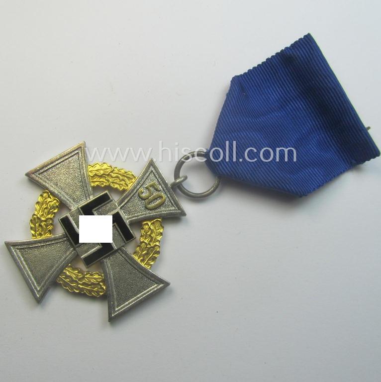 Minimally worn 'Treuedienst Ehrenzeichen' being of the so-called: 'Sonderstufe' as awarded for 50 years of loyal-service and that comes in an overall very nice- (ie. surely issued- and/or used-), condition